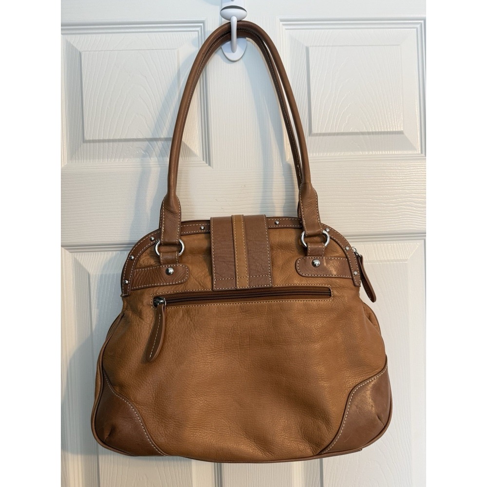 Vintage Y2K Barr + Barr New York Brown Leather Floral Slouchy Hobo Shoulder Bag - Picture 4 of 16